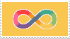 autism flag stamp with rainbow infinity symbol and yellow background design