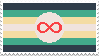 autism pride flag stamp (dark blue, blue, yellow and white stripes with red infinity symbol)