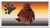 djungelskog ikea fat brown bear teddy on a bear flag background stamp