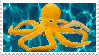 ikea octopus teddy on ocean background stamp