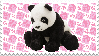 ikea baby panda teddy on abstract pink background stamp