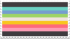 queer pride flag stamp (pastel rainbow stripes with black stripes at top and bottom)